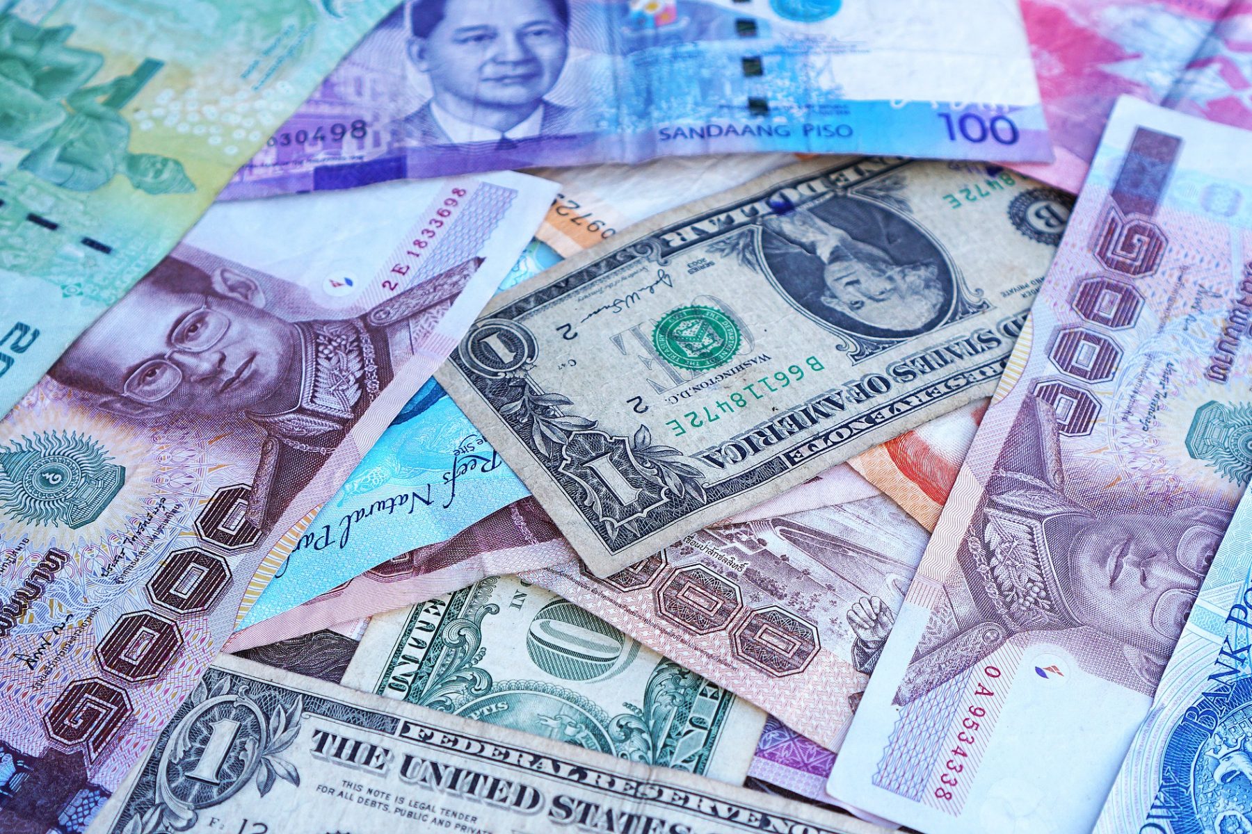 Banknotes (Dollar, Baht, Peso)